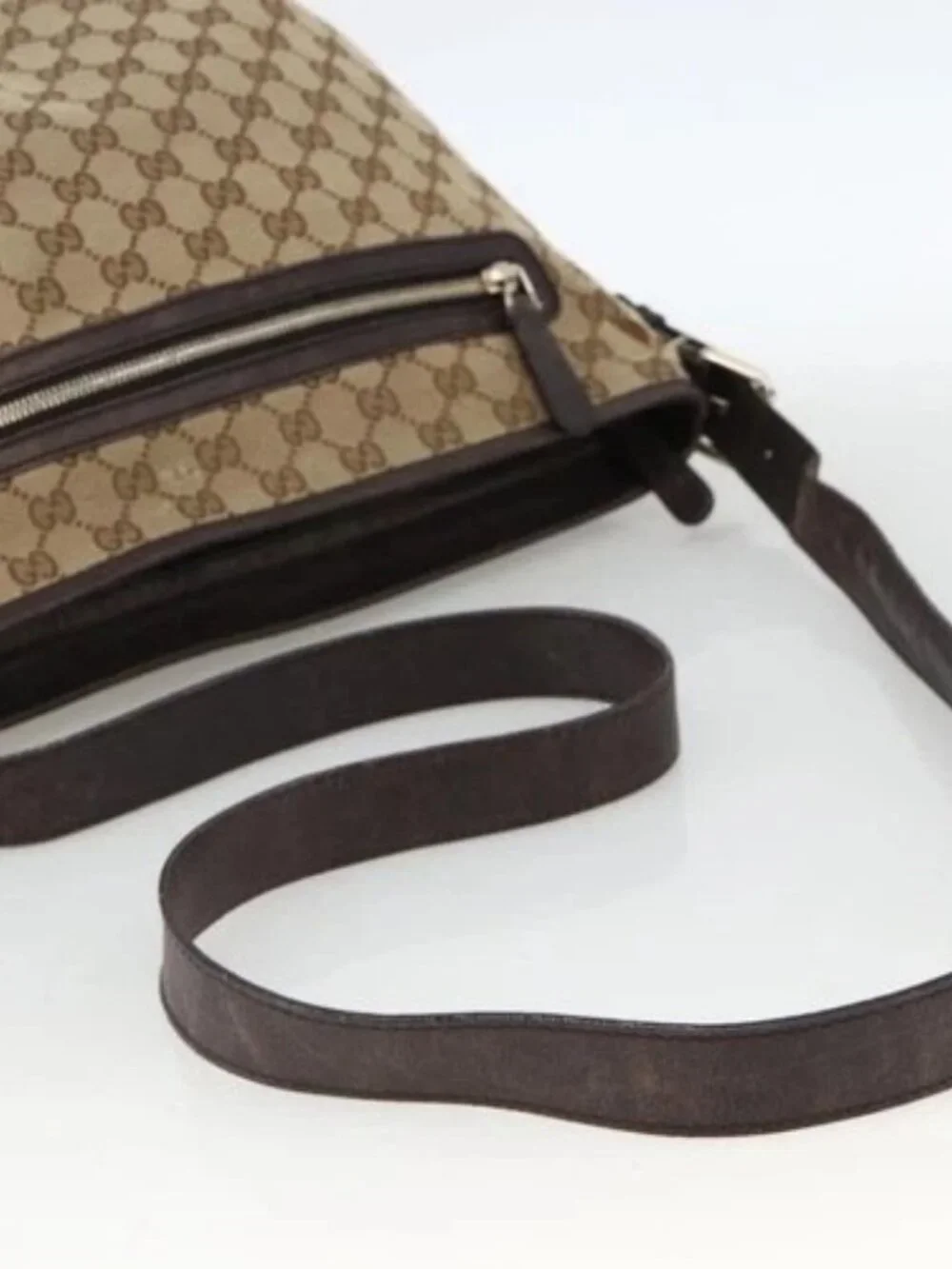 GUCCI GG Canvas Shoulder Bag Outlet Beige Silver 388930 Auth BA11771